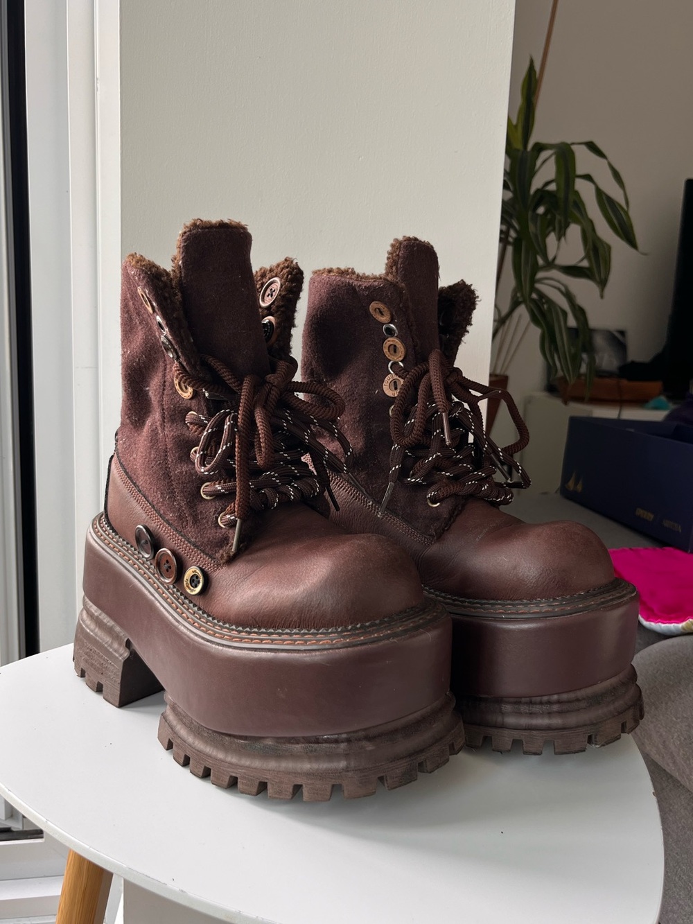 Y2K Clunky Platform Chocolate Brown Boots
